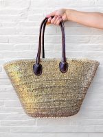 STRAW BAG TOTE - GOLD SEQUINS LARGE (Lining)