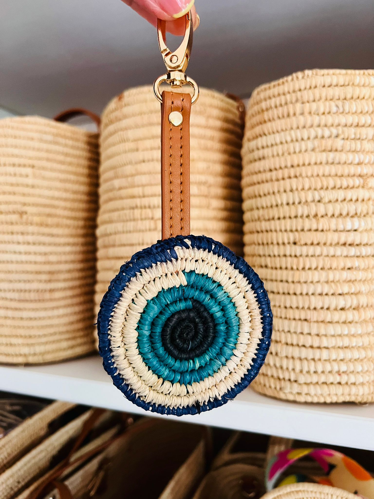 EVIL EYE CHARM RAFFIA